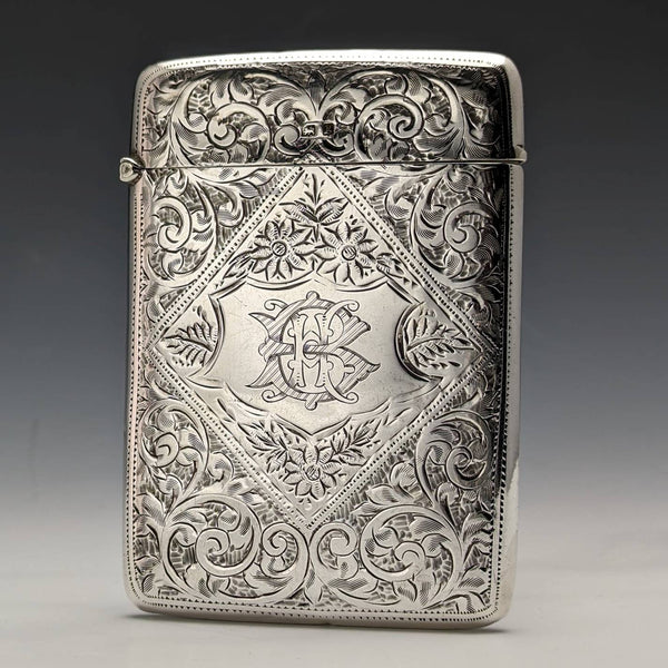 1906 British antique sterling silver card case 62g Joseph Gloster